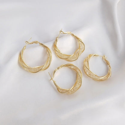 Golden Twisted Hoop Earrings