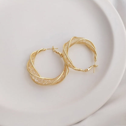 Golden Twisted Hoop Earrings